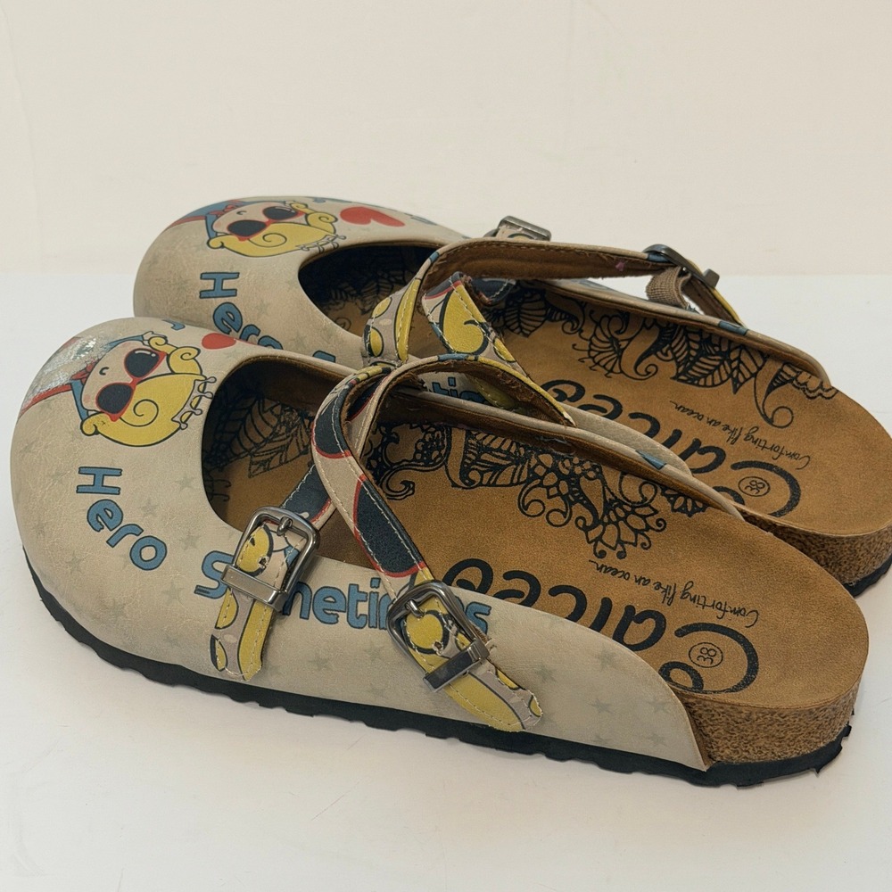 Calceo Goby 'Every Girl Is A Super Hero' Clogs/Mules Shoes Size 38 US 7.5 - Picture 3 of 16